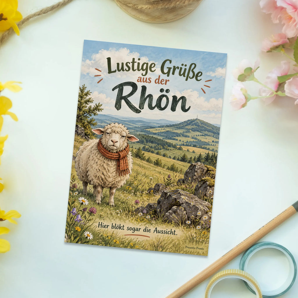 Lustige Grüße aus der Rhön Postkarte mit Schaf|p:2023689|h:2e4d361358c2d9e4c24c4c0f886ae7d1