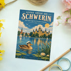 Lustige Grüße aus Schwerin Postkarte mit Schloss und Ente|p:2023706|h:49eeb68fb2fe5c3c82e91ea7920301ec