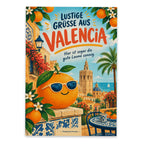 Lustige Grüße aus Valencia Urlaubspostkarte mit Sonnenbrillen-Orange|p:2023709|h:eae03bdc33df670535cdb6cd29d4973e