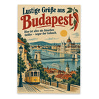 Lustige Grüße aus Budapest Postkarte mit gelber Straßenbahn|p:2023710|h:27d7f391d6cd5cbd0c483f2b2b9f1a9b
