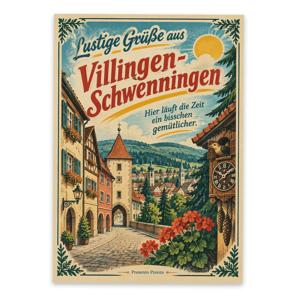 Lustige Grüße aus Villingen-Schwenningen Postkarte mit Altstadtansicht|p:2023711|h:def35b353289ba151d9e6cb1940b79ee