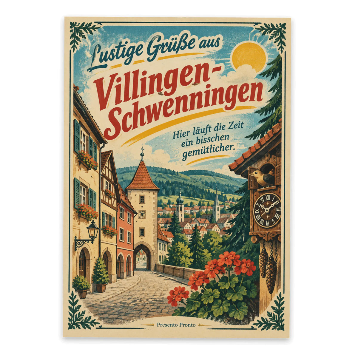 Lustige Grüße aus Villingen-Schwenningen Postkarte mit Altstadtansicht