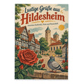Lustige Grüße aus Hildesheim Postkarte mit Fachwerkhäusern