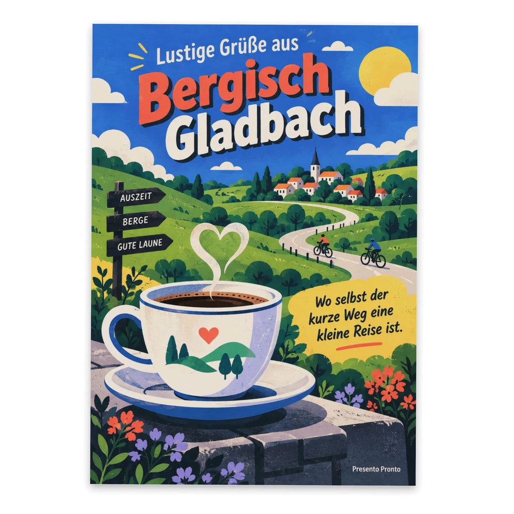 Lustige Postkarte Grüße aus Bergisch Gladbach mit Kaffeetasse|p:2023723|h:0ae0e08dbae96162b325028d606fc814