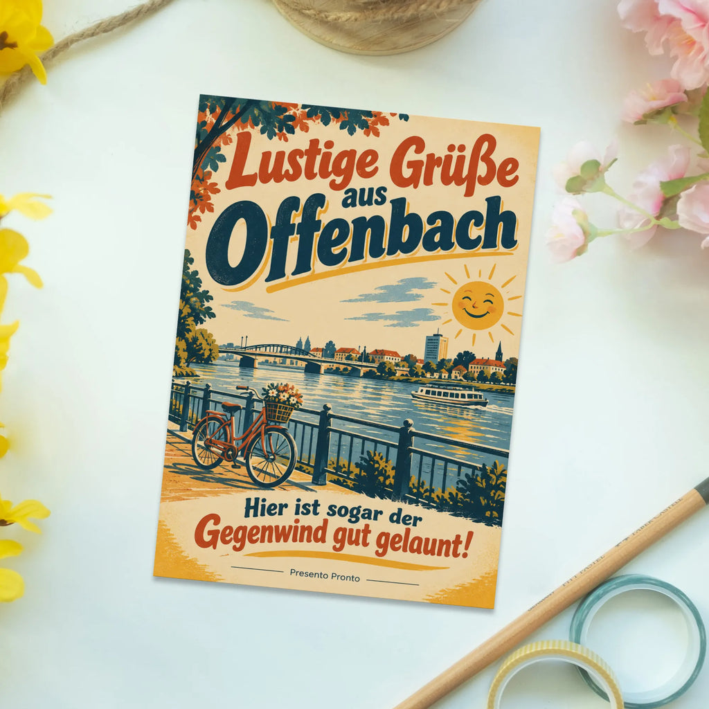 Lustige Grüße aus Offenbach Postkarte mit Mainbrücke|p:2023726|h:7768b0346503ac3346c9e27b8ce11b65