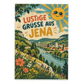 Lustige Grüße aus Jena Postkarte mit lachender Sonne