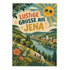 Lustige Grüße aus Jena Postkarte mit lachender Sonne|p:2023736|h:8df1f9cc006e58665f4b165a082e2fb9