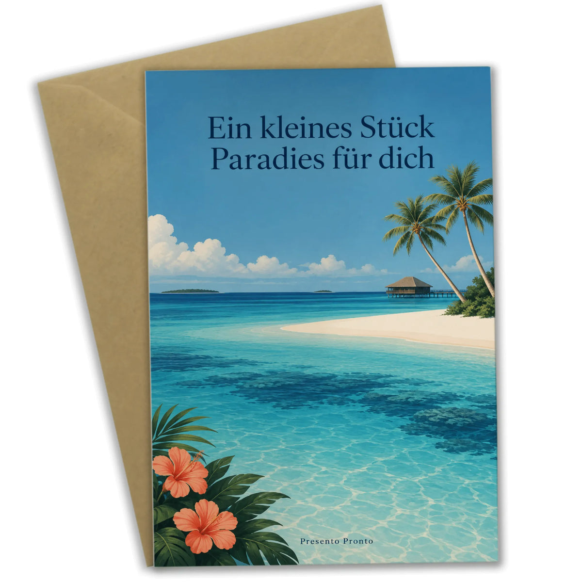 Elegante Malediven Grußkarte mit Lagune für Urlaubsgrüße