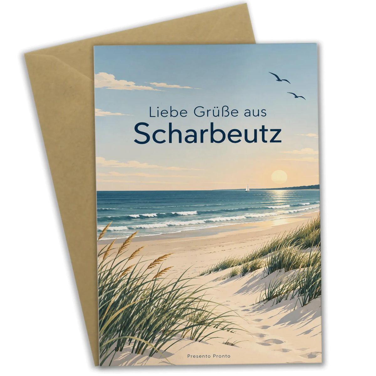 Herzliche Grußkarte aus Scharbeutz mit Dünenlandschaft