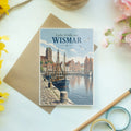 Herzliche Grußkarte aus Wismar mit Altem Hafen