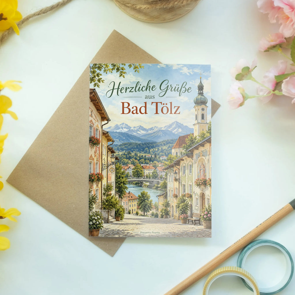 Herzliche Grußkarte aus Bad Tölz mit Altstadt Panorama|p:2023750|h:5dfe677c27cb036f861ce46fb0d194a2