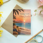Sonnige Hurghada Grußkarte mit Palmen am Roten Meer|p:2023754|h:ba94e5b6b63c8798973f84c03d5701b4