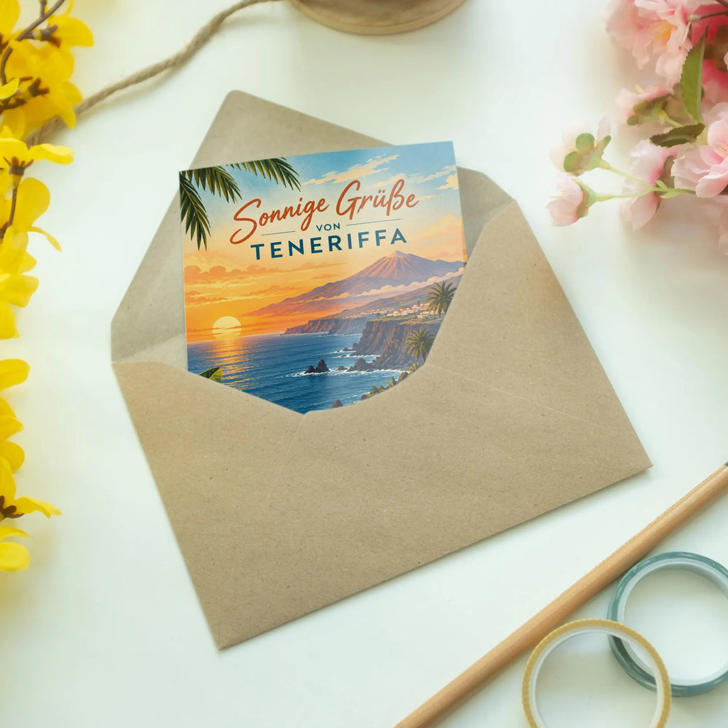 Sonnige Sommergrußkarte aus Teneriffa mit Sonnenuntergang|p:2023758|h:dee5b8aa9ac6b8475faa8724c91420b3