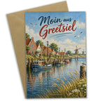 Nostalgische Grußkarte aus Greetsiel mit Hafen und Krabbenkuttern|p:2023762|h:e4f9da279e259ddb93bf27b942138936