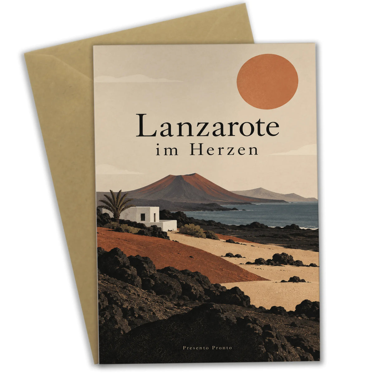 Elegante Lanzarote Karte für Inselfans mit Vulkanlandschaft