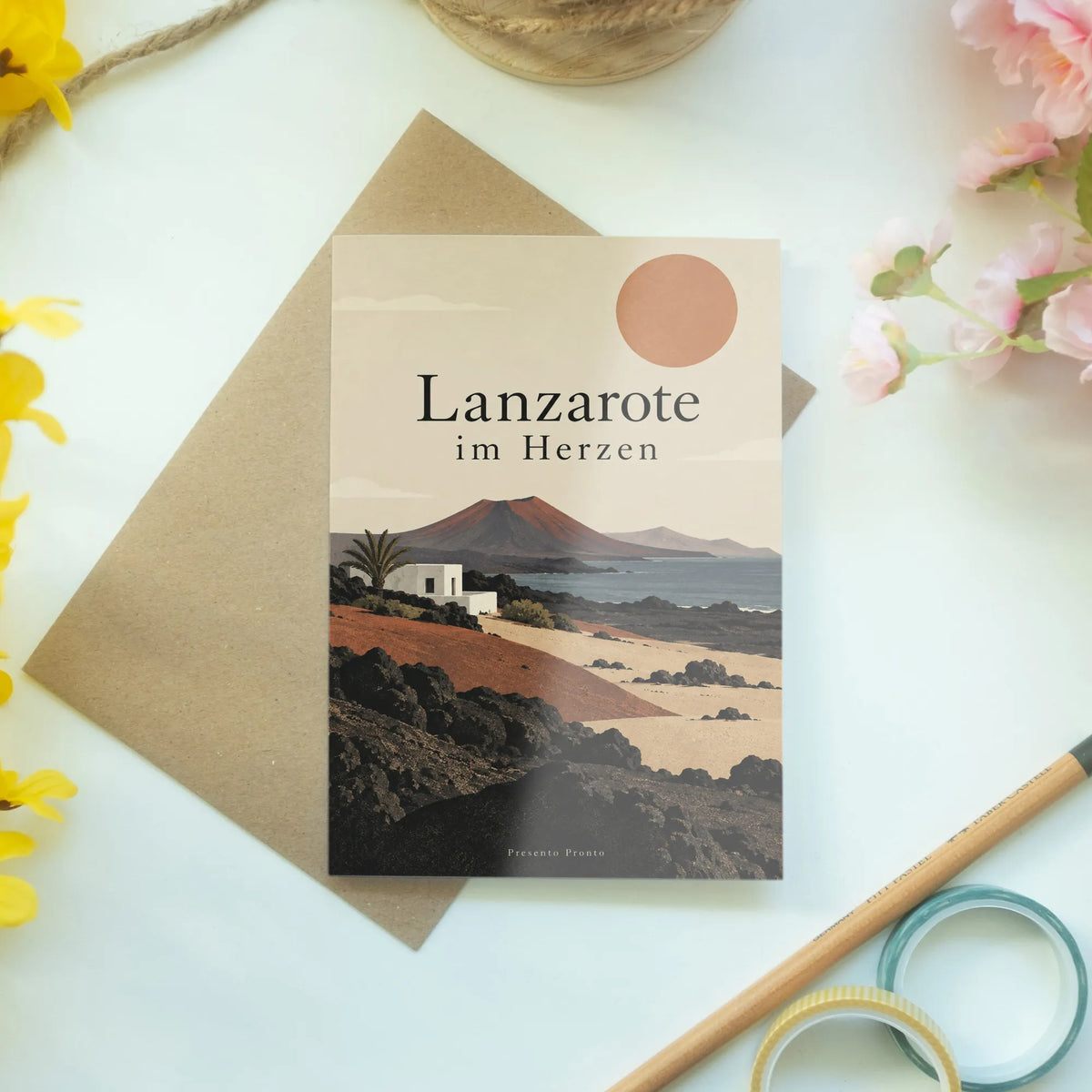 Elegante Lanzarote Karte für Inselfans mit Vulkanlandschaft