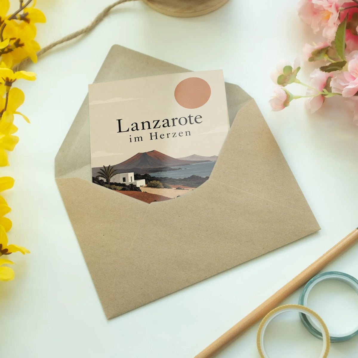 Elegante Lanzarote Karte für Inselfans mit Vulkanlandschaft