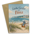 Elegante Sommergrußkarte aus Binz mit Strandkorb