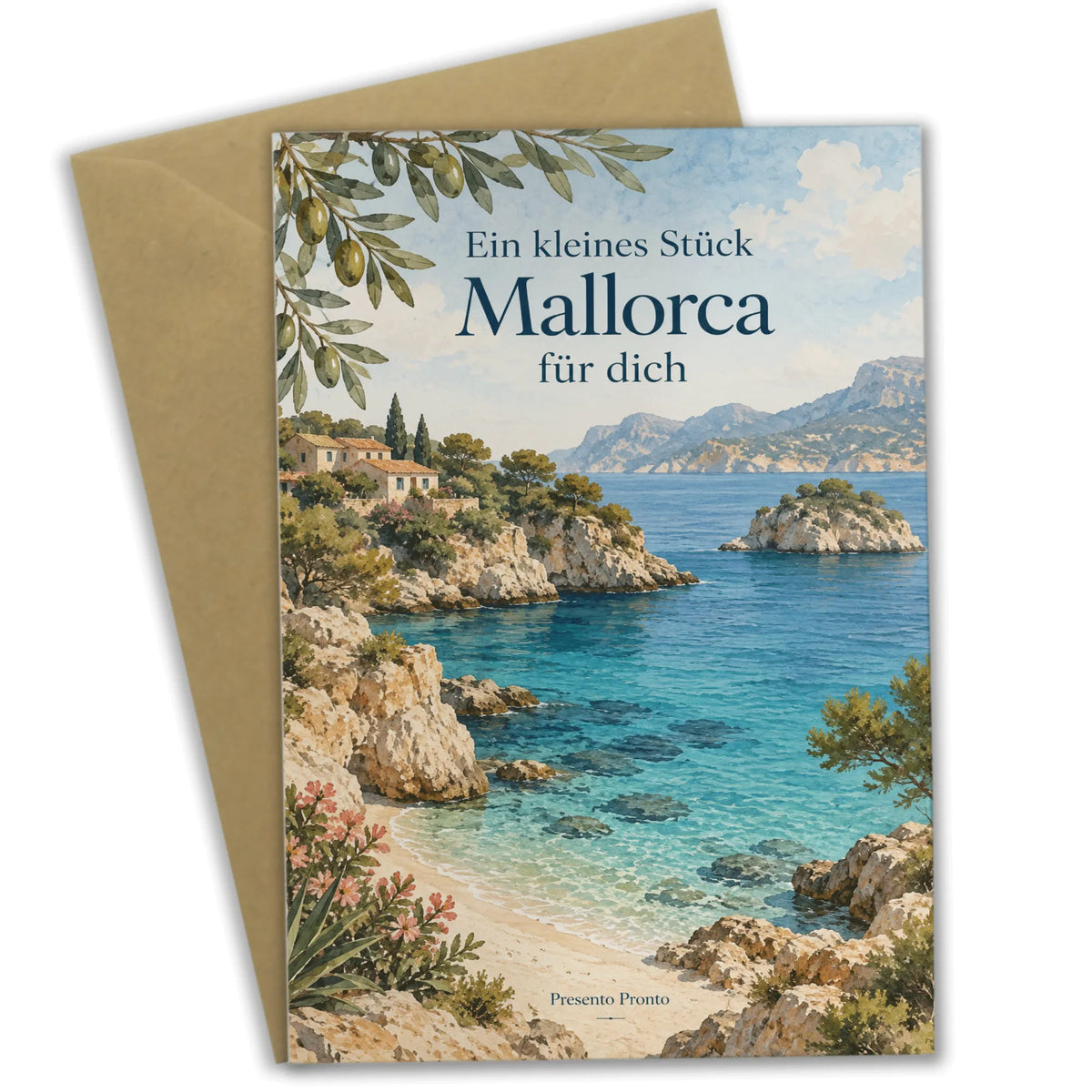 Herzliche Mallorca Grußkarte für Sommergrüße mit Bucht