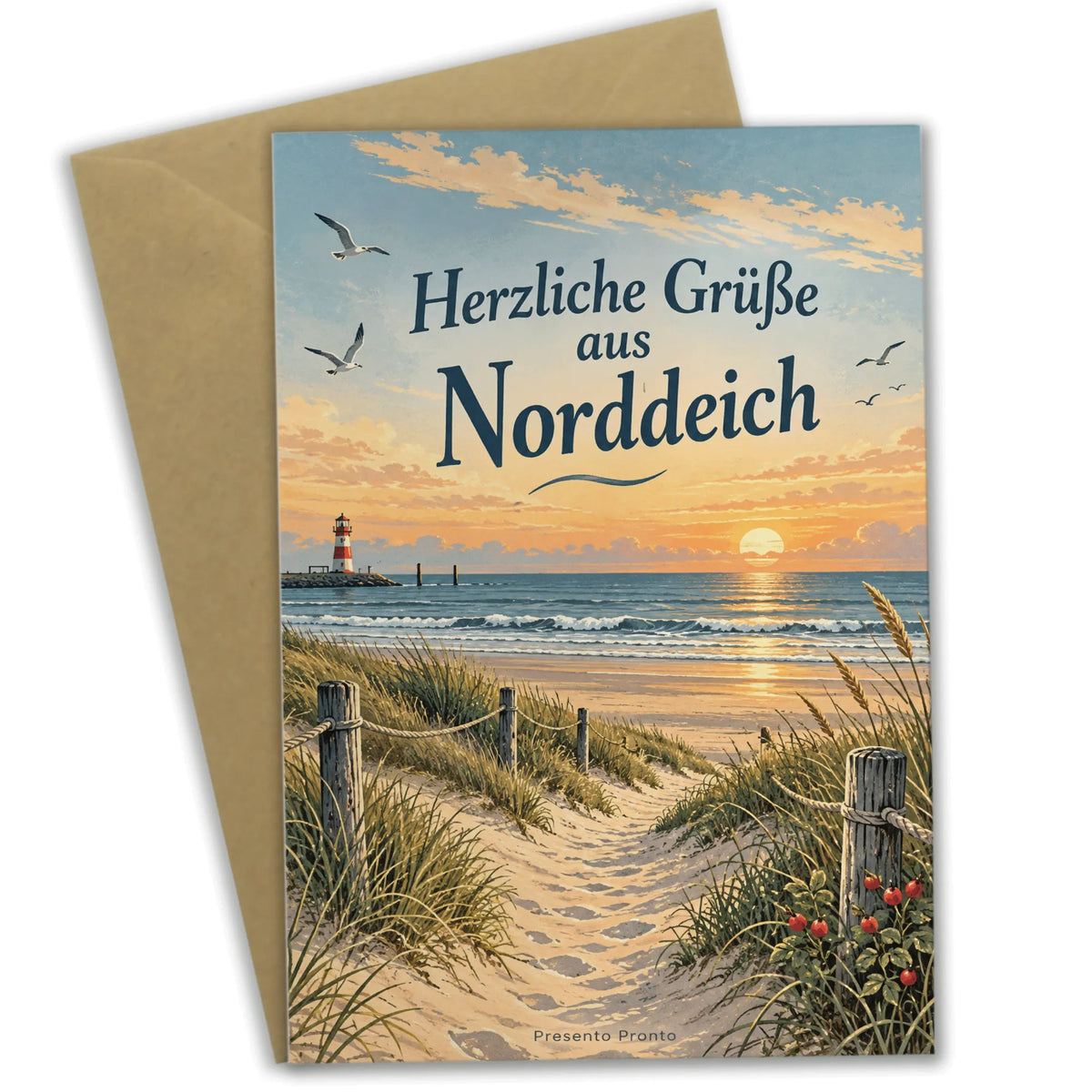 Herzliche Sommergrußkarte aus Norddeich mit Dünen