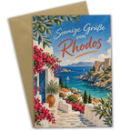 Sonnige Grußkarte aus Rhodos für Urlaubsgrüße|p:2023775|h:997bf65739f1542cfb2bc9665400164c