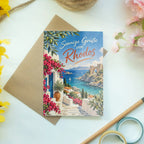 Sonnige Grußkarte aus Rhodos für Urlaubsgrüße|p:2023775|h:1ecbe62a53ced3fd0f2cc62e239c4045