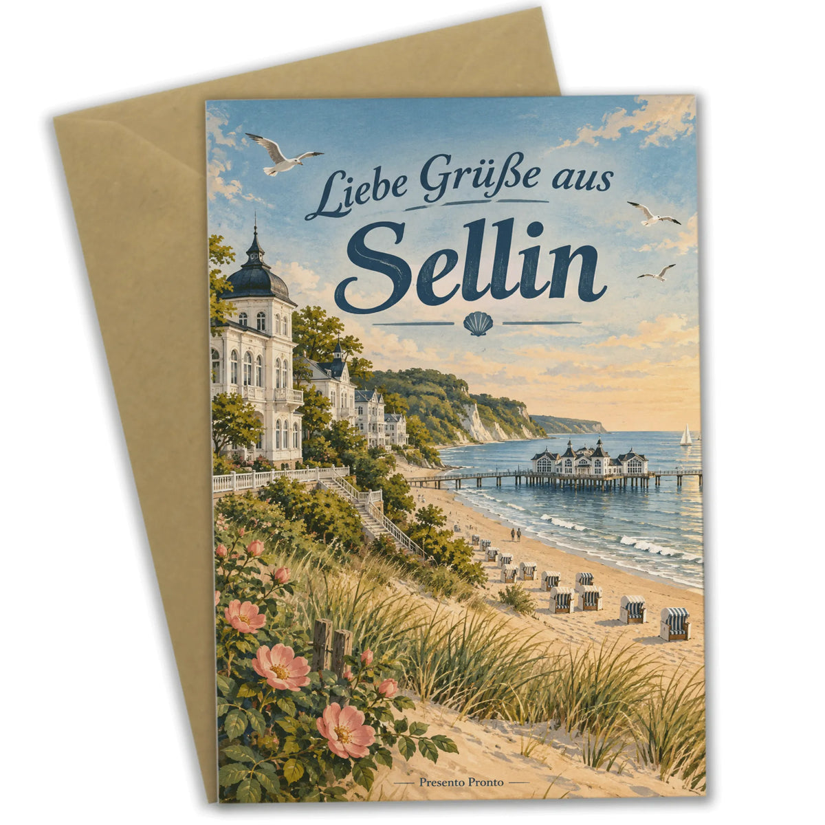 Herzliche Urlaubsgrüße aus Sellin mit Seebrücke