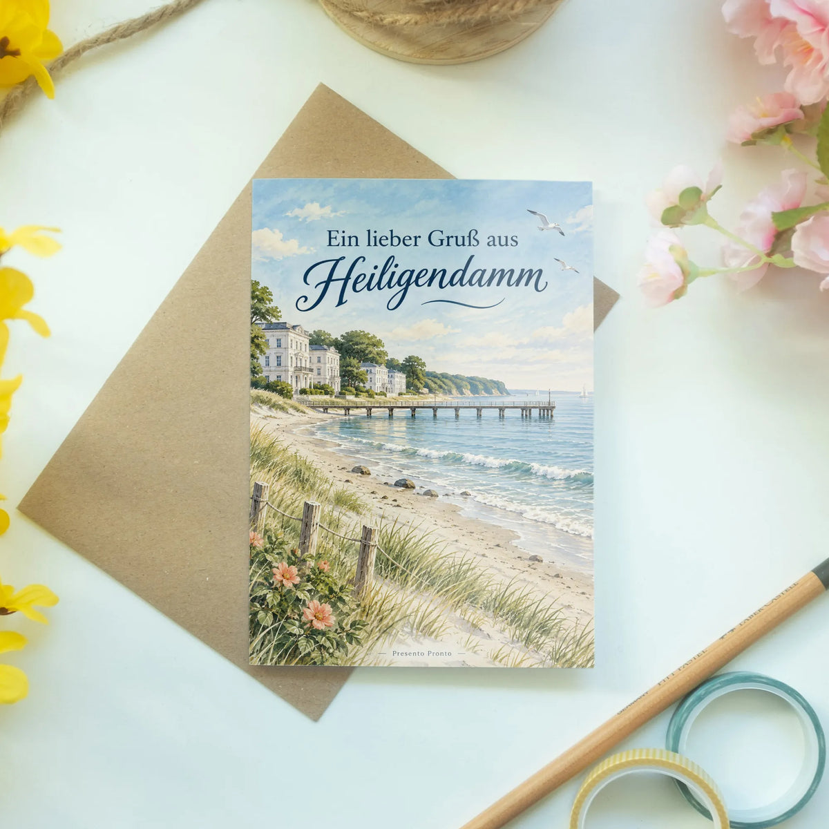 Herzliche Grußkarte aus Heiligendamm mit Seebrücke