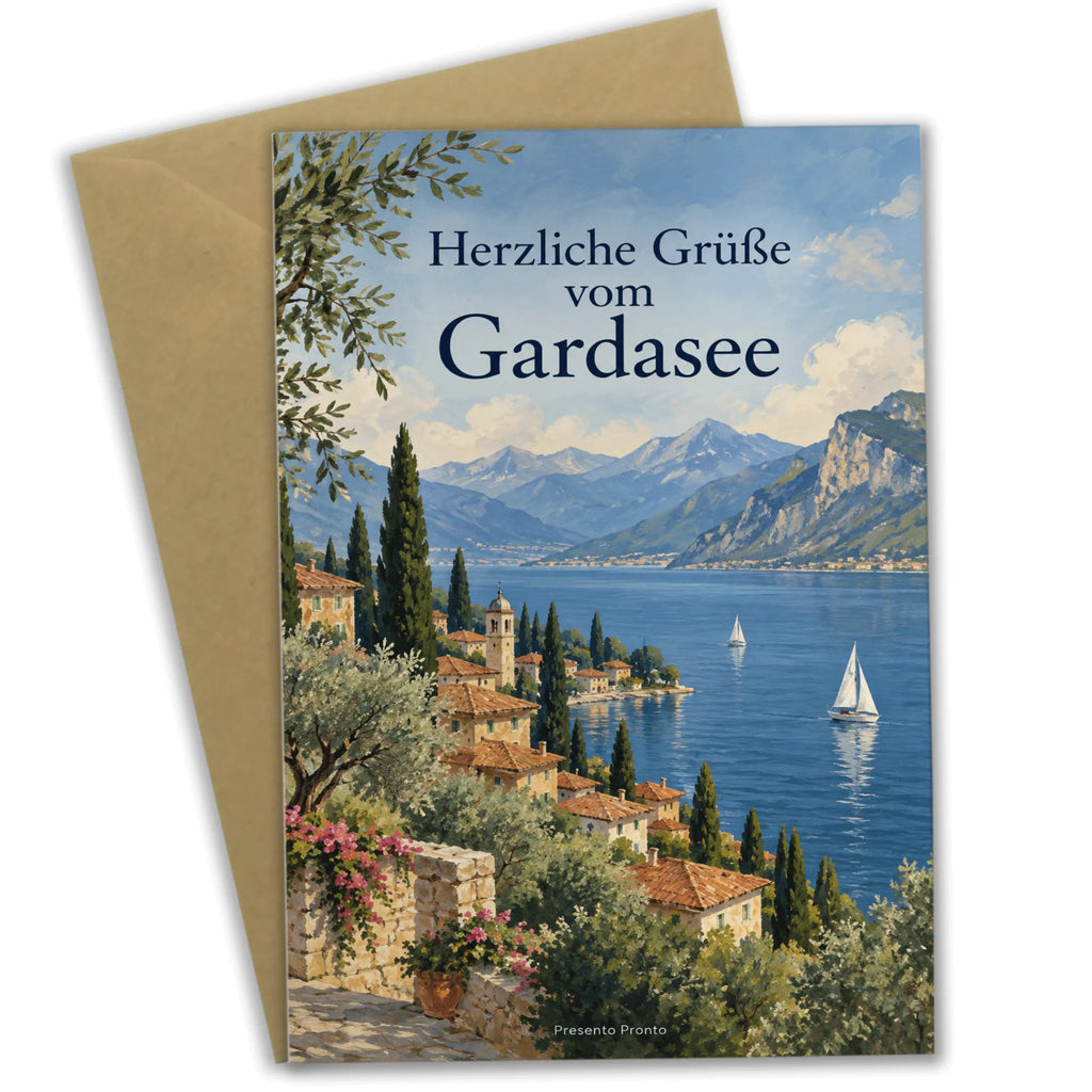 Herzliche Urlaubskarte vom Gardasee mit Zypressen|p:2023778|h:b1936b2076c094356b34ad0de31867f8