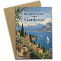 Herzliche Urlaubskarte vom Gardasee mit Zypressen
