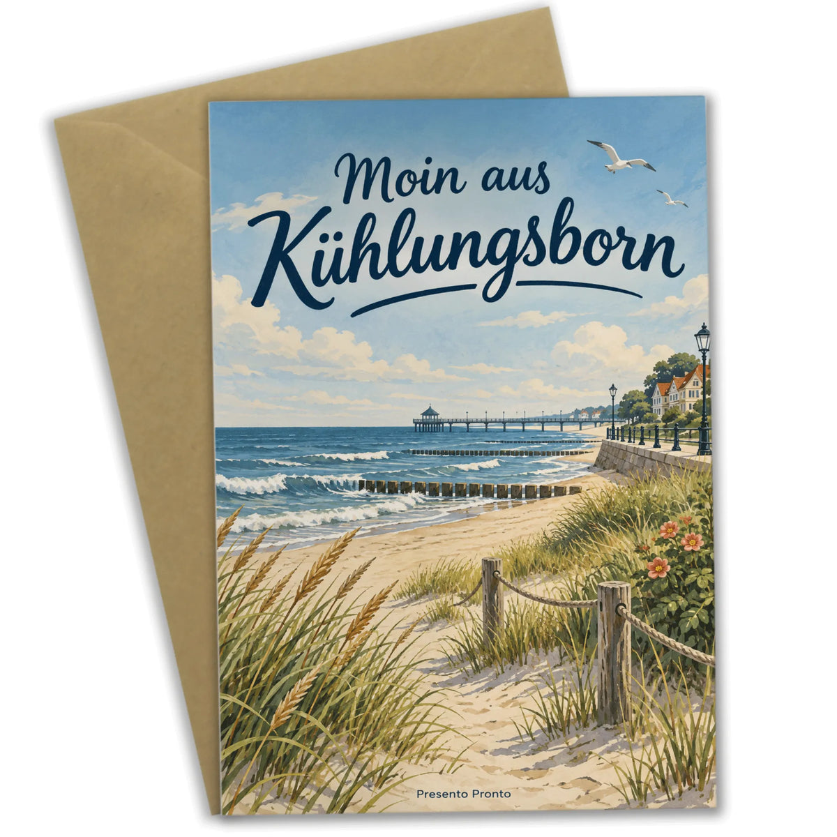 Herzliche Sommergrußkarte aus Kühlungsborn mit Pier