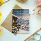 Herzliche Grüße aus Kitzbühel mit Bergdorf im Schnee|p:2023790|h:613ba1225873fd49f5fa9646fb00f04d