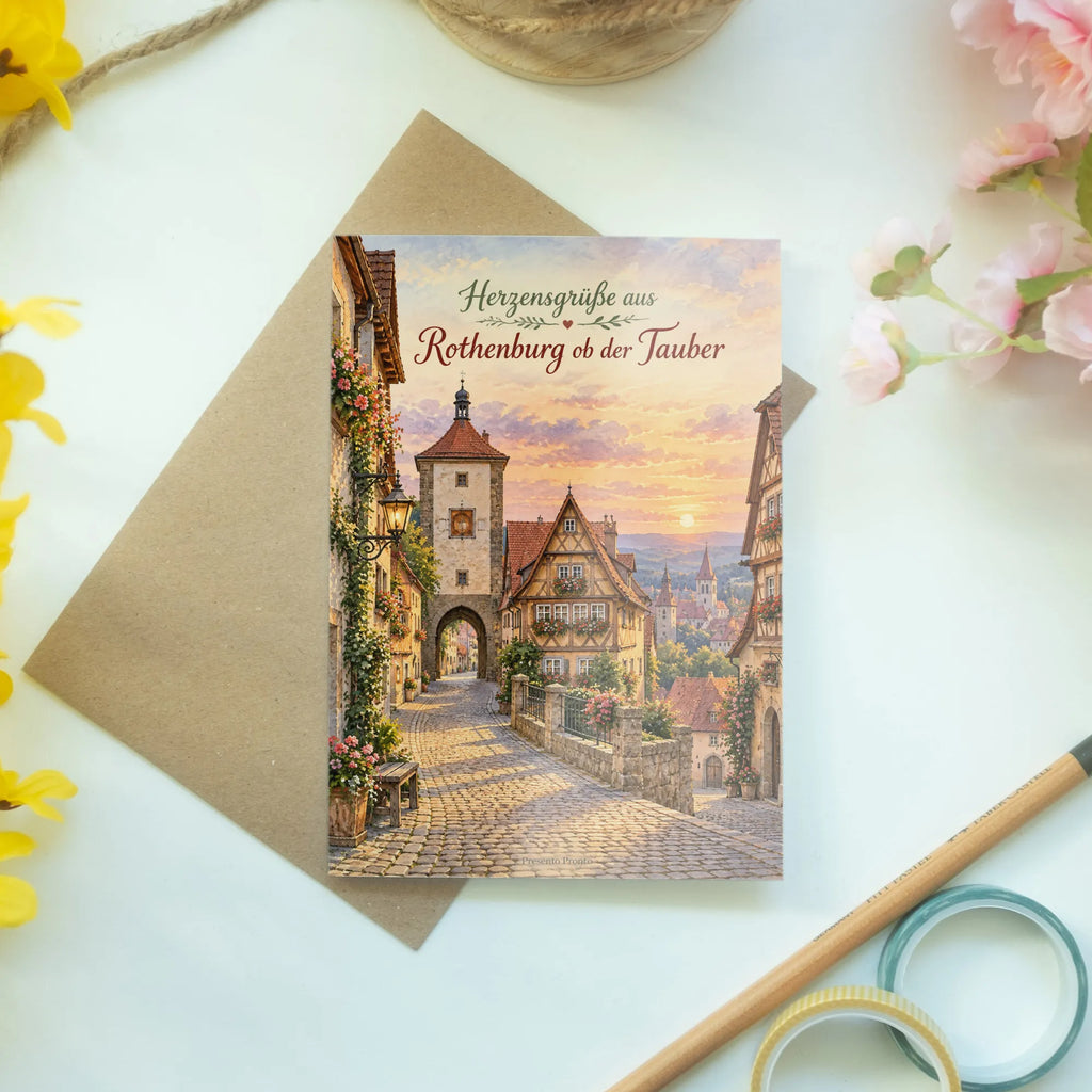 Herzliche Grußkarte aus Rothenburg ob der Tauber mit Fachwerkhäusern|p:2023791|h:11ec16849d0b3436d207694ddb5604f9