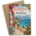 Herzliche Grußkarte aus Antalya zum Sommer mit Küste|p:2023795|h:c136dd61963543b2c535cc7a951589cc
