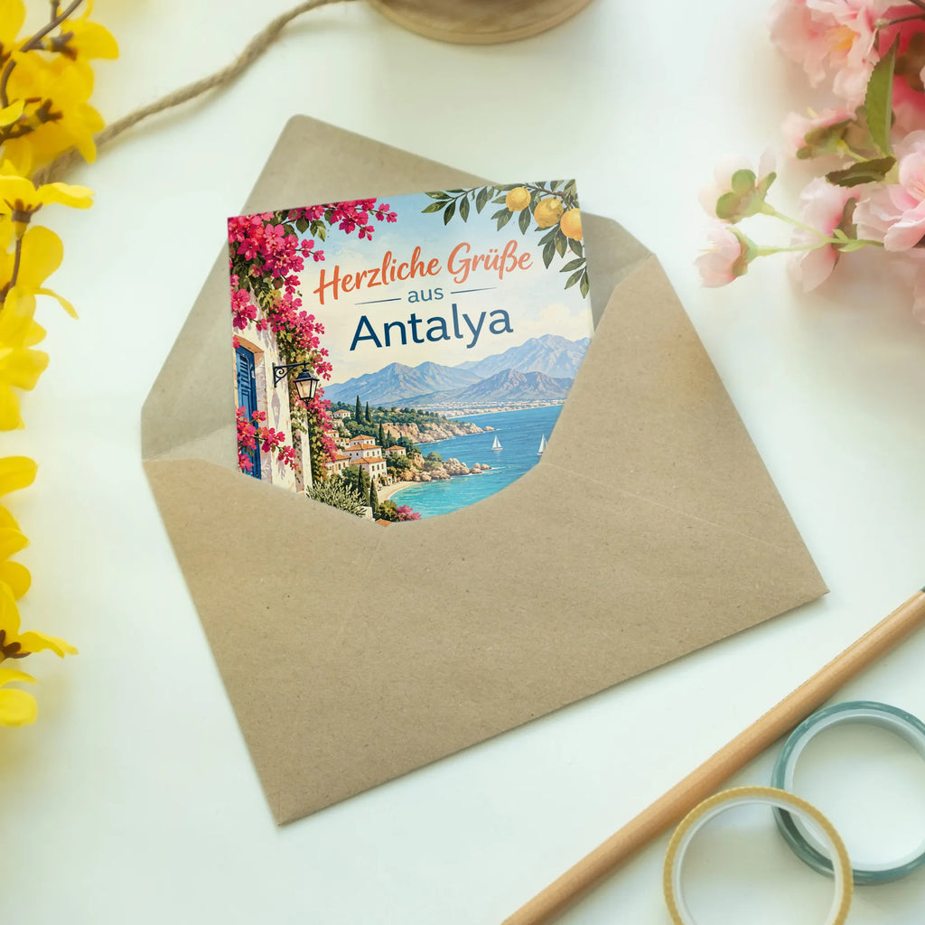 Herzliche Grußkarte aus Antalya zum Sommer mit Küste|p:2023795|h:4cea02ca53fba53158d7964ef46b2002