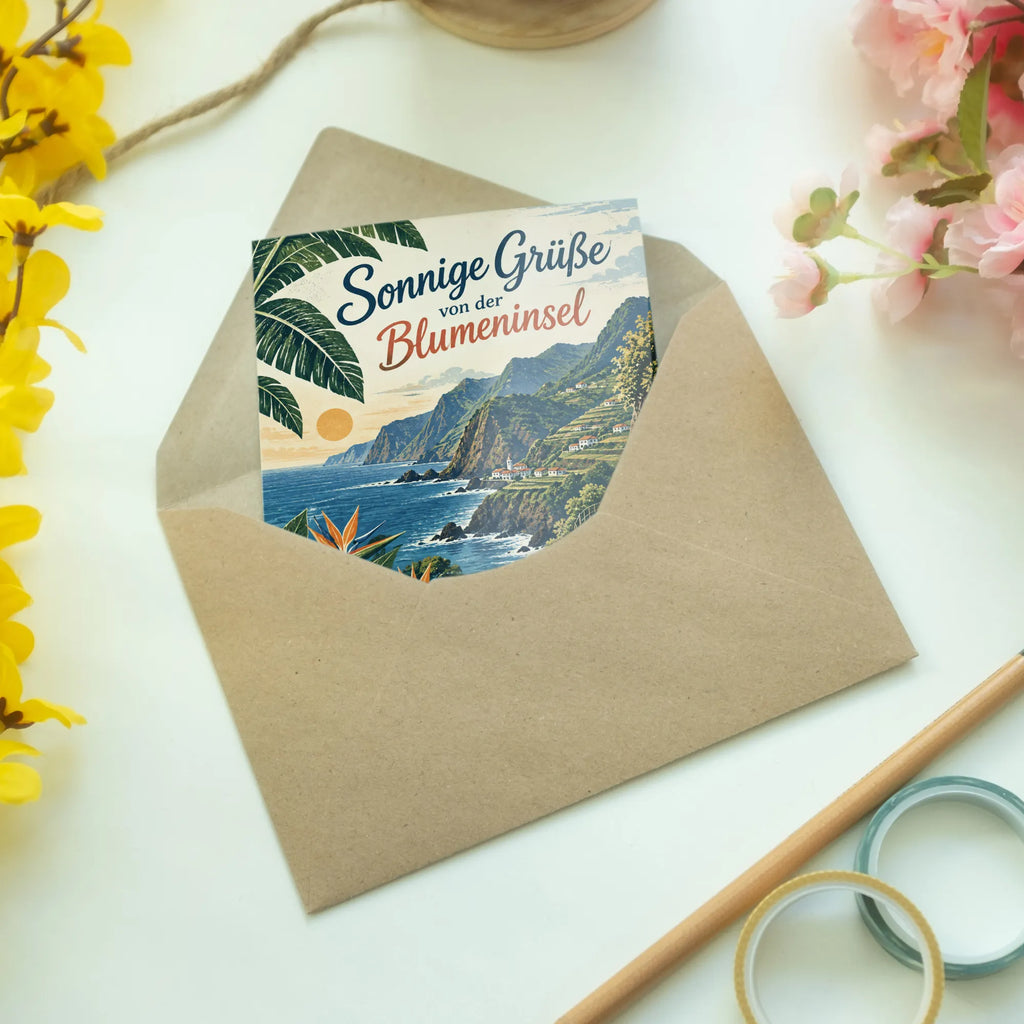 Sonnige Madeira Grußkarte für Urlaubsgrüße mit Vulkanküste|p:2023796|h:281d1824e314d4d467795d2a7e60301c