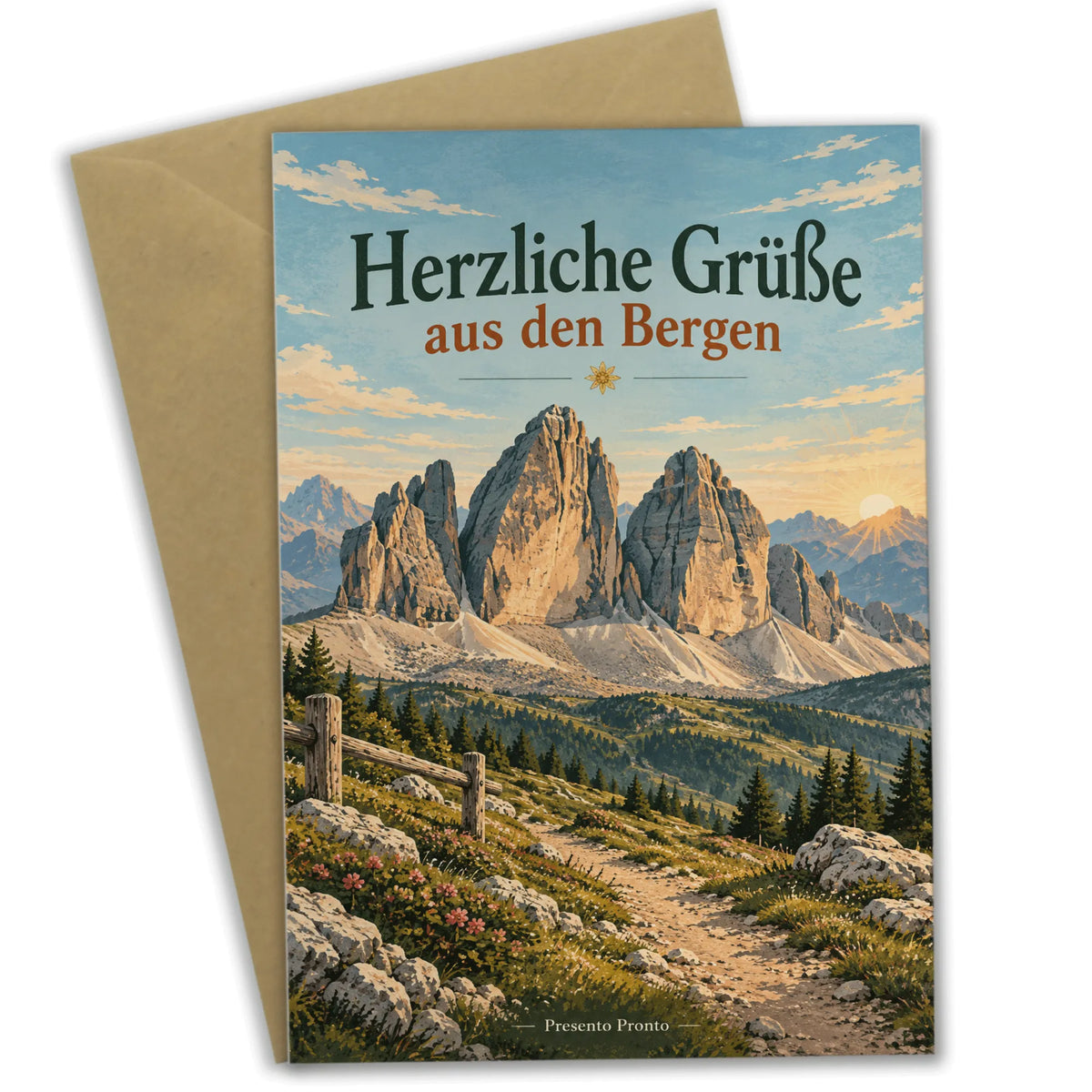 Herzliche Grußkarte Drei Zinnen für Bergliebhaber
