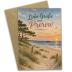 Stimmungsvolle Grußkarte aus Prerow mit Sandstrand im Abendlicht|p:2023803|h:d48ea644442a9236cb10b4818259f85f