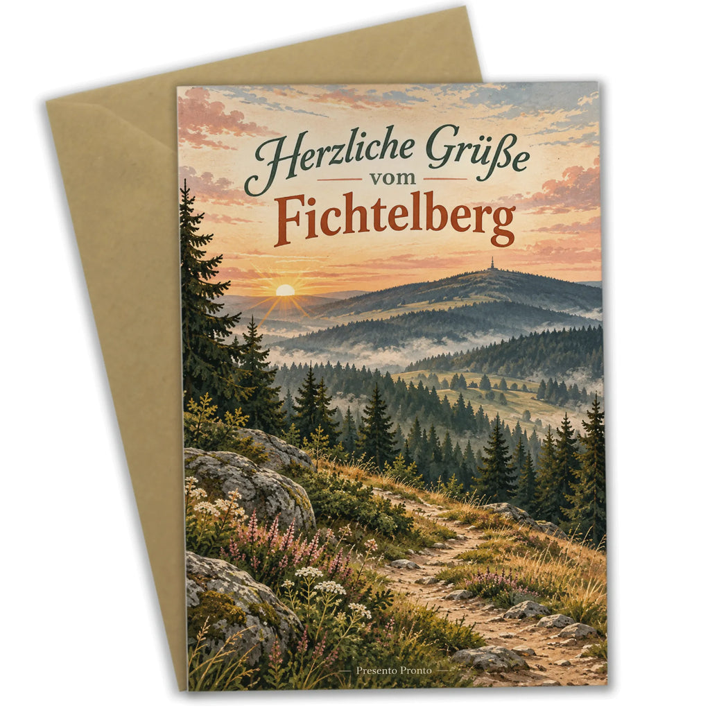 Herzliche Grußkarte vom Fichtelberg mit Sonnenaufgang|p:2023807|h:b87711c26b70eee48c634e62f389b9bc