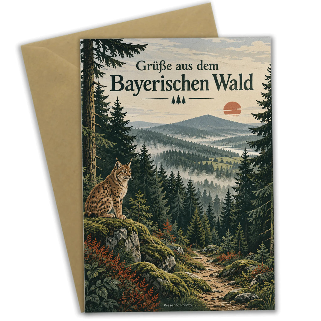 Stimmungsvolle Urlaubsgrußkarte aus dem Bayerischen Wald mit Luchs|p:2023811|h:0e2e2ded8e48f919e33a8a419dd0c818