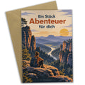 Abenteuerliche Grußkarte Sächsische Schweiz für Wanderfreunde
