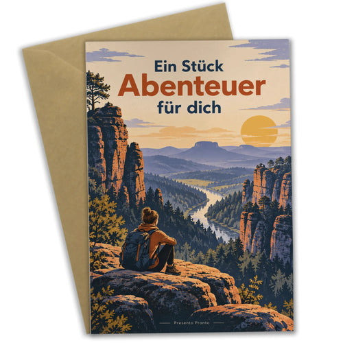 Abenteuerliche Grußkarte Sächsische Schweiz für Wanderfreunde|p:2023812|h:a2986c20beed88feef40f7e57ffab95c