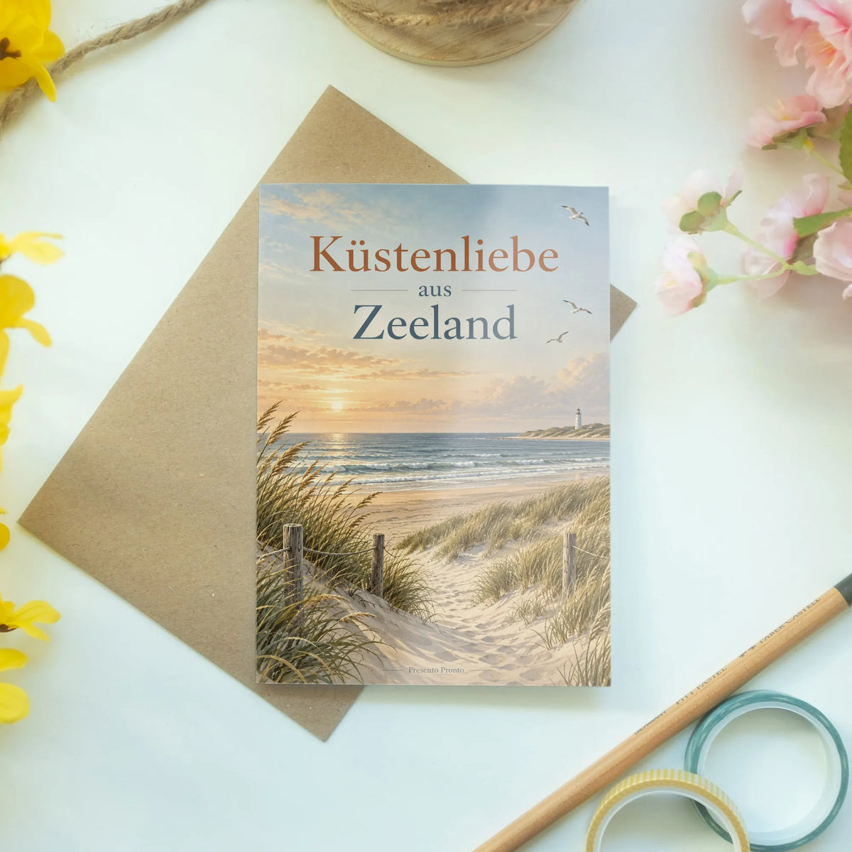 Herzliche Sommergrüße aus Zeeland mit Leuchtturm