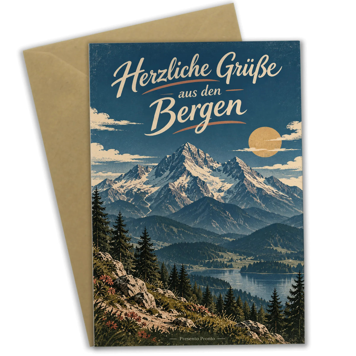 Herzliche Watzmann Grußkarte für Bergfreunde mit Bayerischen Alpen