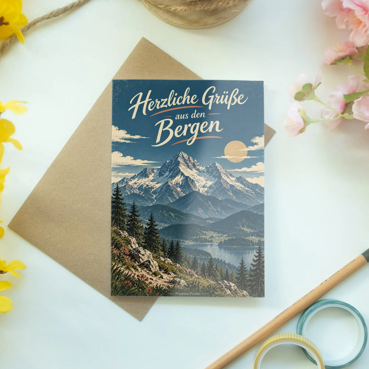 Herzliche Watzmann Grußkarte für Bergfreunde mit Bayerischen Alpen