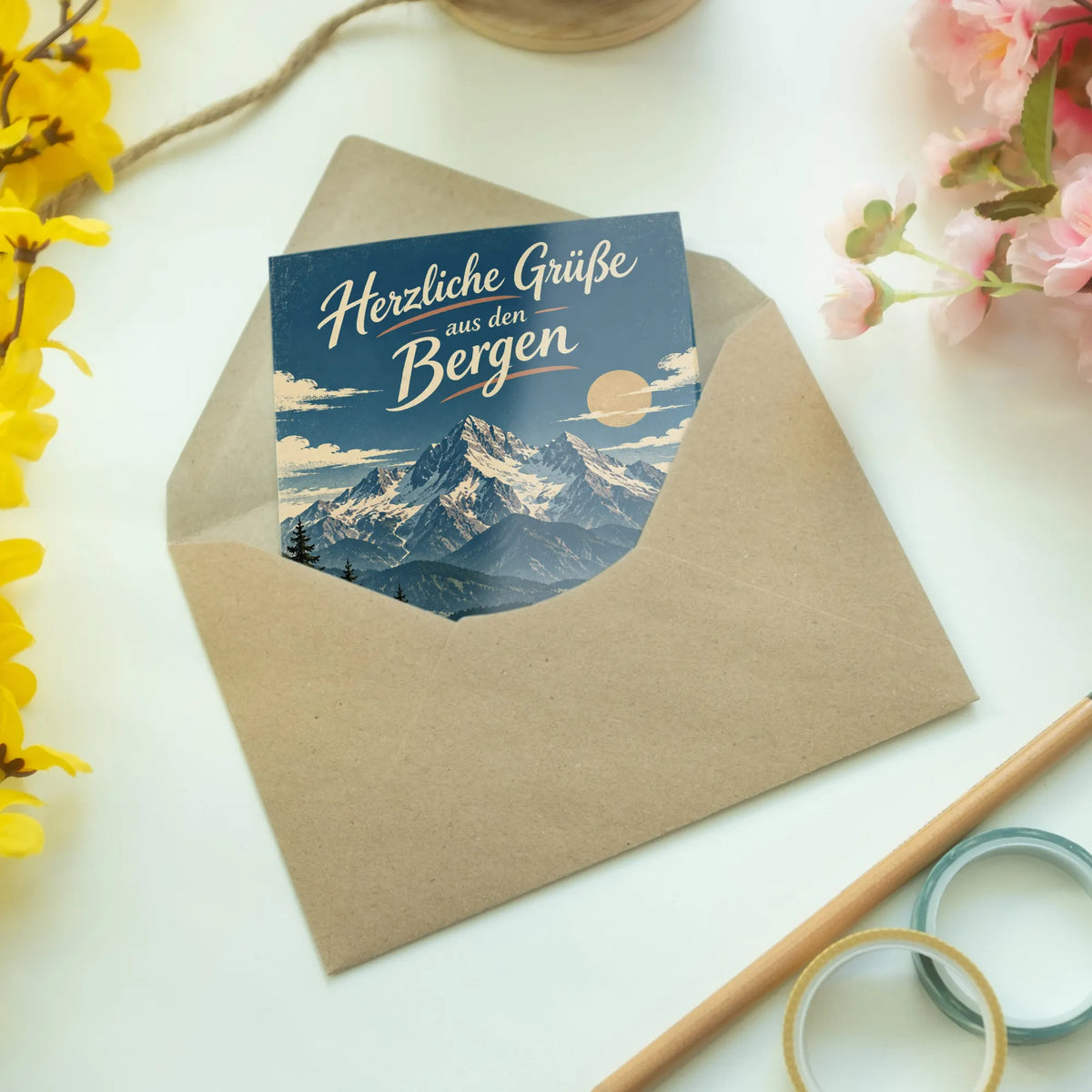 Herzliche Watzmann Grußkarte für Bergfreunde mit Bayerischen Alpen