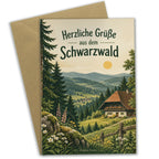 Herzliche Urlaubsgrüße aus dem Schwarzwald mit Tannenlandschaft|p:2023825|h:5402c0a32bdbb727c65cebaa6365b1b7