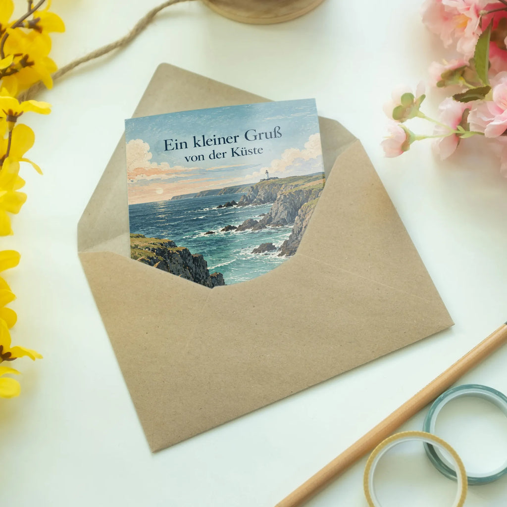 Stimmungsvolle Cornwall Grußkarte mit Leuchtturm an Klippen|p:2023830|h:5b5ba7759dd10d0b163573e6d968cdba