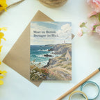 Nostalgische Bretagne Grußkarte mit Steinhütte am Meer|p:2023839|h:9cf3f0459b444cf5efab497fb5e5bc86