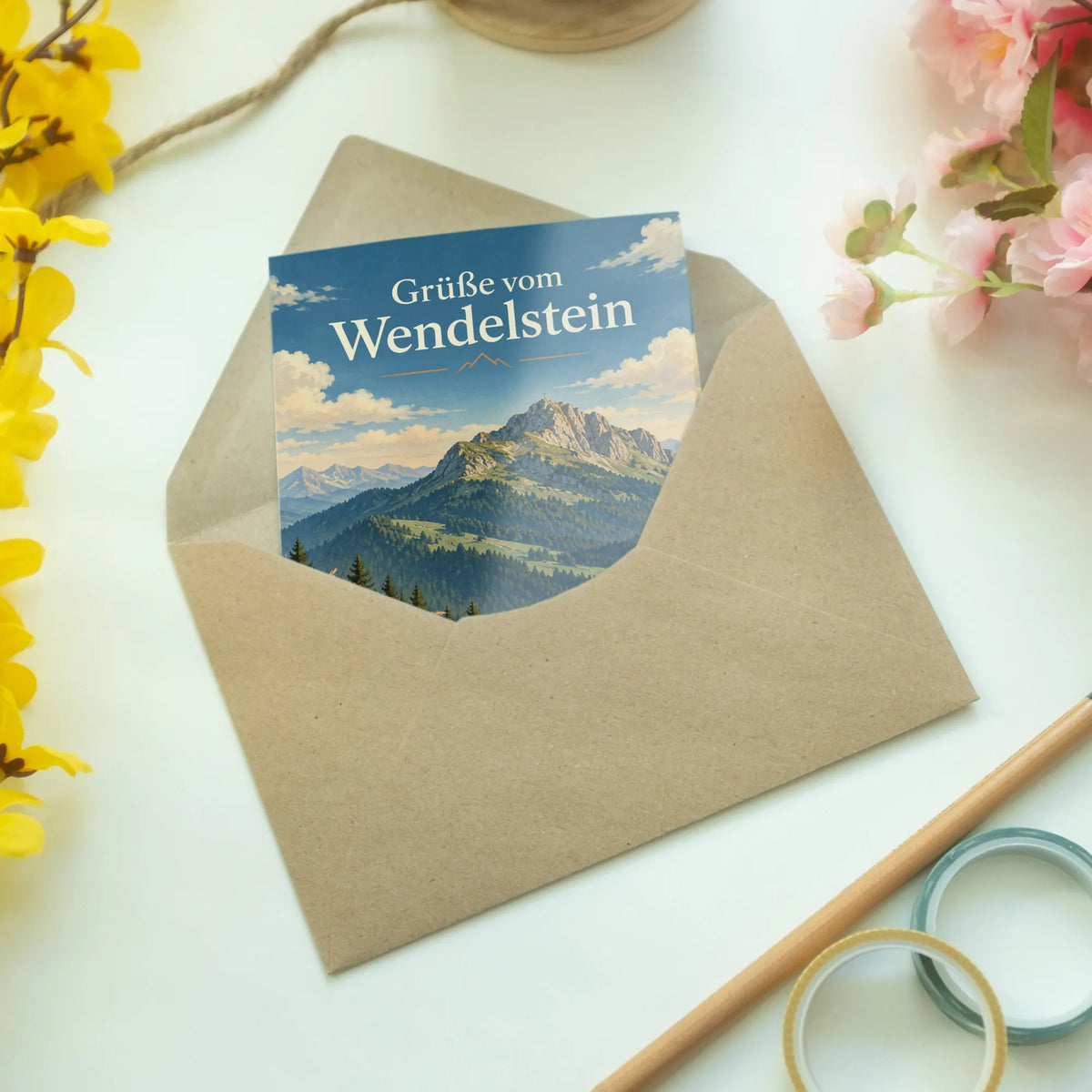 Herzliche Urlaubsgrüße vom Wendelstein mit Wildblumen